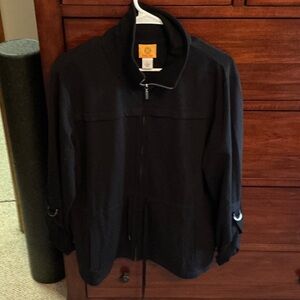 Ruby Rd. Black Zip-Front Jacket with Gold Label Detail